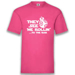 Junggesellenshirts.de Herrenshirt S / Fuchsia JGA Shirt Team "They See Me Rollin' To The Bar "