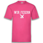 Junggesellenshirts.de Herrenshirt S / Fuchsia JGA Shirt Team "Wir Feiern"