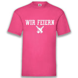 Junggesellenshirts.de Herrenshirt S / Fuchsia JGA Shirt Team "Wir Feiern"