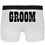 Junggesellenshirts.de Herrenshirt S / Groom Weiß JGA Underwear "Groom/Groomsman/Bestman"
