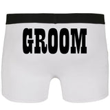 Junggesellenshirts.de Herrenshirt S / Groom Weiß JGA Underwear "Groom/Groomsman/Bestman"