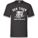 Junggesellenshirts.de Herrenshirt S / Schwarz JGA Shirt "Der Tiger Kommt An Die Kette"