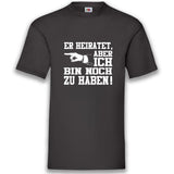 Junggesellenshirts.de Herrenshirt S / Schwarz JGA Shirt Team "Er Heiratet, Aber Ich Bin Noch Zu Haben"
