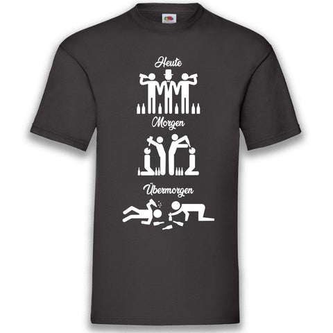 Junggesellenshirts.de Herrenshirt S / Schwarz JGA Shirt Team "Heute, Morgen, Übermorgen"