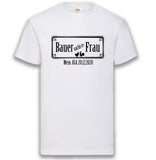 Junggesellenshirts.de Herrenshirt S / Weiß JGA Shirt Bräutigam "Bauer Sucht(e) Frau"