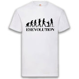 Junggesellenshirts.de Herrenshirt S / Weiß JGA Shirt Bräutigam "Ehevolution"
