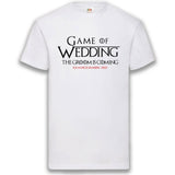 Junggesellenshirts.de Herrenshirt S / Weiß JGA Shirt Bräutigam "Game Of Wedding"
