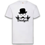 Junggesellenshirts.de Herrenshirt S / Weiß JGA Shirt Bräutigam "Hipster"