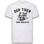 Junggesellenshirts.de Herrenshirt S / Weiß JGA Shirt "Der Tiger Kommt An Die Kette"