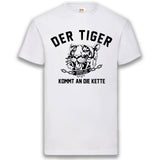 Junggesellenshirts.de Herrenshirt S / Weiß JGA Shirt "Der Tiger Kommt An Die Kette"