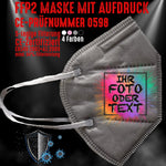 Junggesellenshirts.de Masken Grau FFP2 Maske "Eigenes Foto oder Text" 4 Farben
