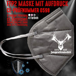 Junggesellenshirts.de Masken Grau FFP2 Maske "Jäger" 4 Farben