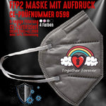 Junggesellenshirts.de Masken Grau FFP2 Maske "Together Forever" 4 Farben