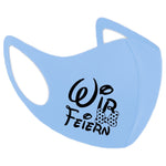 Junggesellenshirts.de Masken Hellblau Maske BW 3 Farben "Wir Feiern"