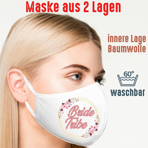 Junggesellenshirts.de Masken Maske 2 Lagen "Bride Tribe"
