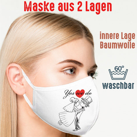 Junggesellenshirts.de Masken Maske 2 Lagen "Yes We Do"
