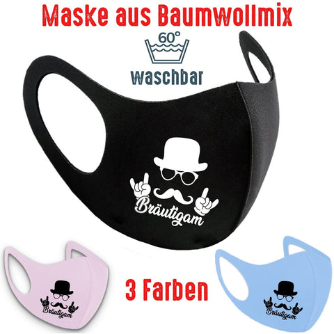 Junggesellenshirts.de Masken Maske BW 3 Farben "Bräutigam"