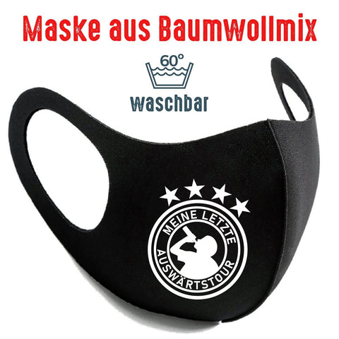 Junggesellenshirts.de Masken Maske BW schwarz "Meine Letzte Auswärtstour"
