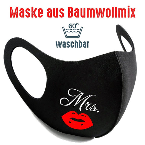 Junggesellenshirts.de Masken Maske BW schwarz "Mrs."