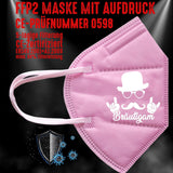 Junggesellenshirts.de Masken Rosa FFP2 Maske "Bräutigam" 3 Farben