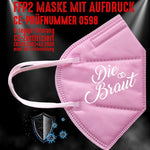 Junggesellenshirts.de Masken Rosa FFP2 Maske "Die Braut" 3 Farben