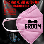 Junggesellenshirts.de Masken Rosa FFP2 Maske "Groom" 3 Farben