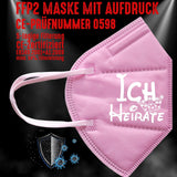Junggesellenshirts.de Masken Rosa FFP2 Maske "Ich Heirate Mouse" 3 Farben