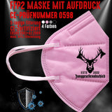 Junggesellenshirts.de Masken Rosa FFP2 Maske "Jäger" 4 Farben