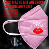 Junggesellenshirts.de Masken Rosa FFP2 Maske "Mrs." 3 Farben