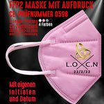 Junggesellenshirts.de Masken Rosa FFP2 Maske "Ringe und Initialen" 4 Farben