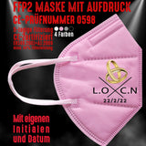 Junggesellenshirts.de Masken Rosa FFP2 Maske "Ringe und Initialen" 4 Farben