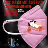 Junggesellenshirts.de Masken Rosa FFP2 Maske "Wedding" 4 Farben