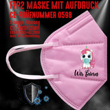 Junggesellenshirts.de Masken Rosa FFP2 Maske "Wir Feiern Unicorn" 3 Farben