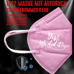 Junggesellenshirts.de Masken Rosa FFP2 Maske "Yes" 3 Farben