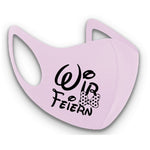 Junggesellenshirts.de Masken Rosa Maske BW 3 Farben "Wir Feiern"