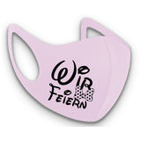 Junggesellenshirts.de Masken Rosa Maske BW 3 Farben "Wir Feiern"