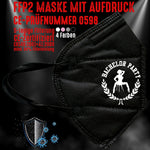 Junggesellenshirts.de Masken Schwarz FFP2 Maske "Bachelor Party" 4 Farben