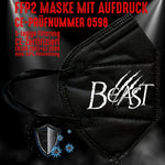 Junggesellenshirts.de Masken Schwarz FFP2 Maske "Beast" 3 Farben