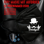 Junggesellenshirts.de Masken Schwarz FFP2 Maske "Bräutigam" 3 Farben