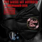 Junggesellenshirts.de Masken Schwarz FFP2 Maske "Bride Tribe" 3 Farben