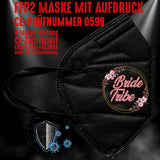Junggesellenshirts.de Masken Schwarz FFP2 Maske "Bride Tribe" 3 Farben