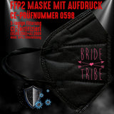 Junggesellenshirts.de Masken Schwarz FFP2 Maske "Bride Tribe II" 3 Farben