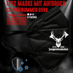 Junggesellenshirts.de Masken Schwarz FFP2 Maske "Jäger" 4 Farben