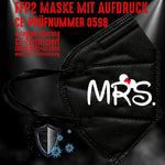 Junggesellenshirts.de Masken Schwarz FFP2 Maske "Mrs. Mouse" 3 Farben