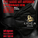Junggesellenshirts.de Masken Schwarz FFP2 Maske "Ringe und Initialen" 4 Farben