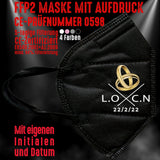 Junggesellenshirts.de Masken Schwarz FFP2 Maske "Ringe und Initialen" 4 Farben