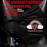 Junggesellenshirts.de Masken Schwarz FFP2 Maske "Together Forever" 4 Farben