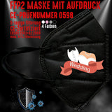 Junggesellenshirts.de Masken Schwarz FFP2 Maske "Wedding" 4 Farben