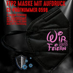 Junggesellenshirts.de Masken Schwarz FFP2 Maske "Wir Feiern Mouse" 3 Farben