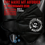 Junggesellenshirts.de Masken Schwarz FFP2 Maske "Wolfsrudel" 4 Farben